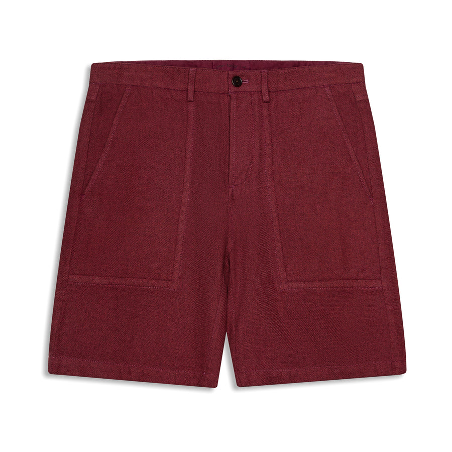 Panelled-Pocket Short — Wool/Hemp/Silk Twill