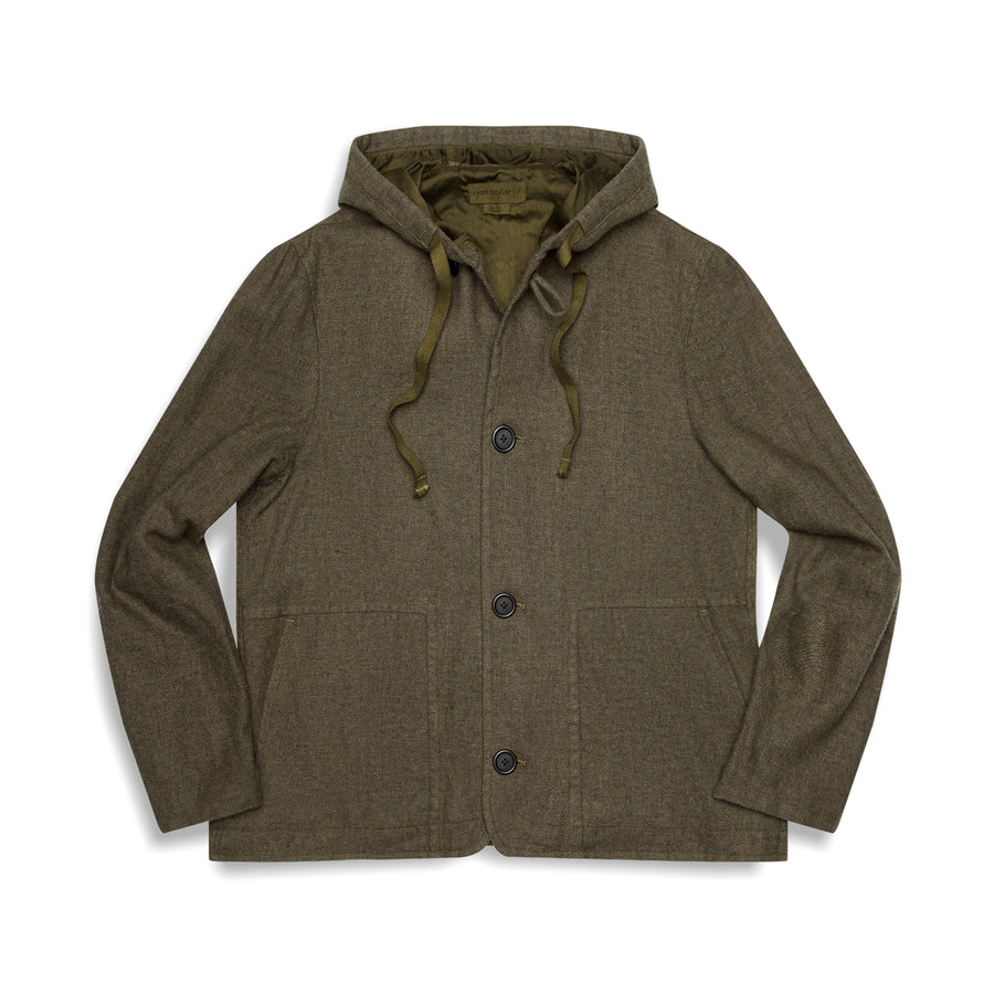 Panelled-Pocket Jacket — Wool/Hemp/Silk Twill