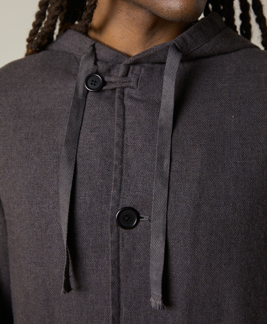 Panelled-Pocket Jacket — Wool/Hemp/Silk Twill