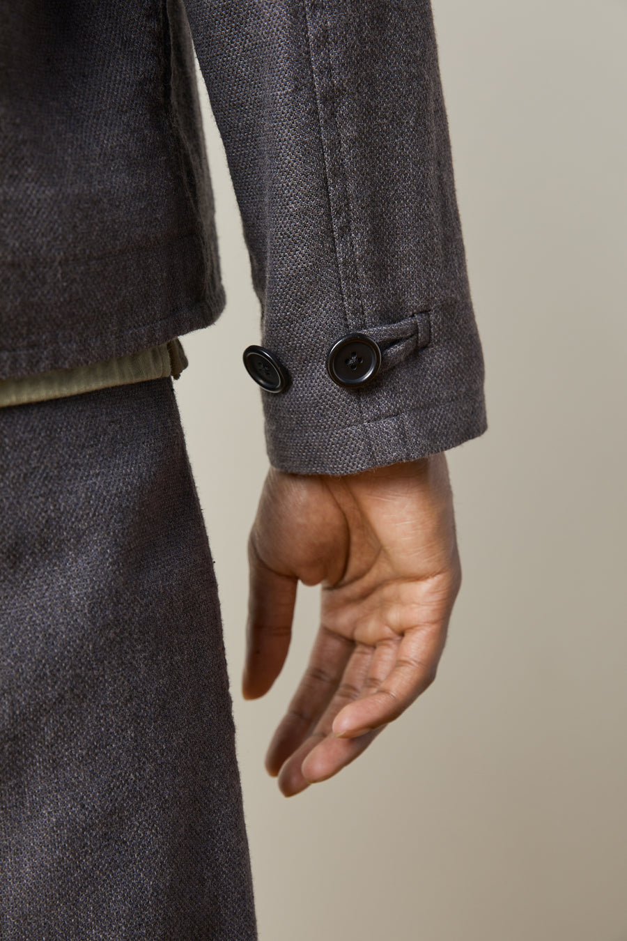 Panelled-Pocket Jacket — Wool/Hemp/Silk Twill