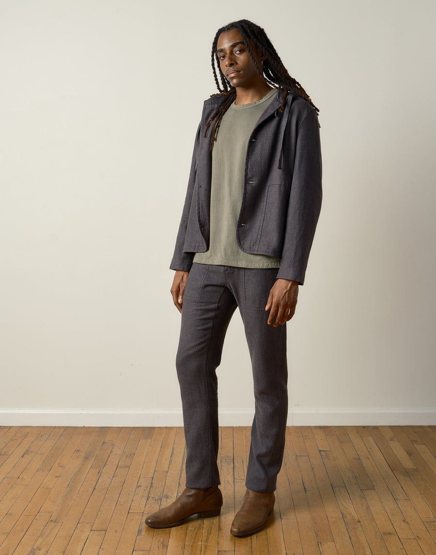 Panelled-Pocket Jacket — Wool/Hemp/Silk Twill