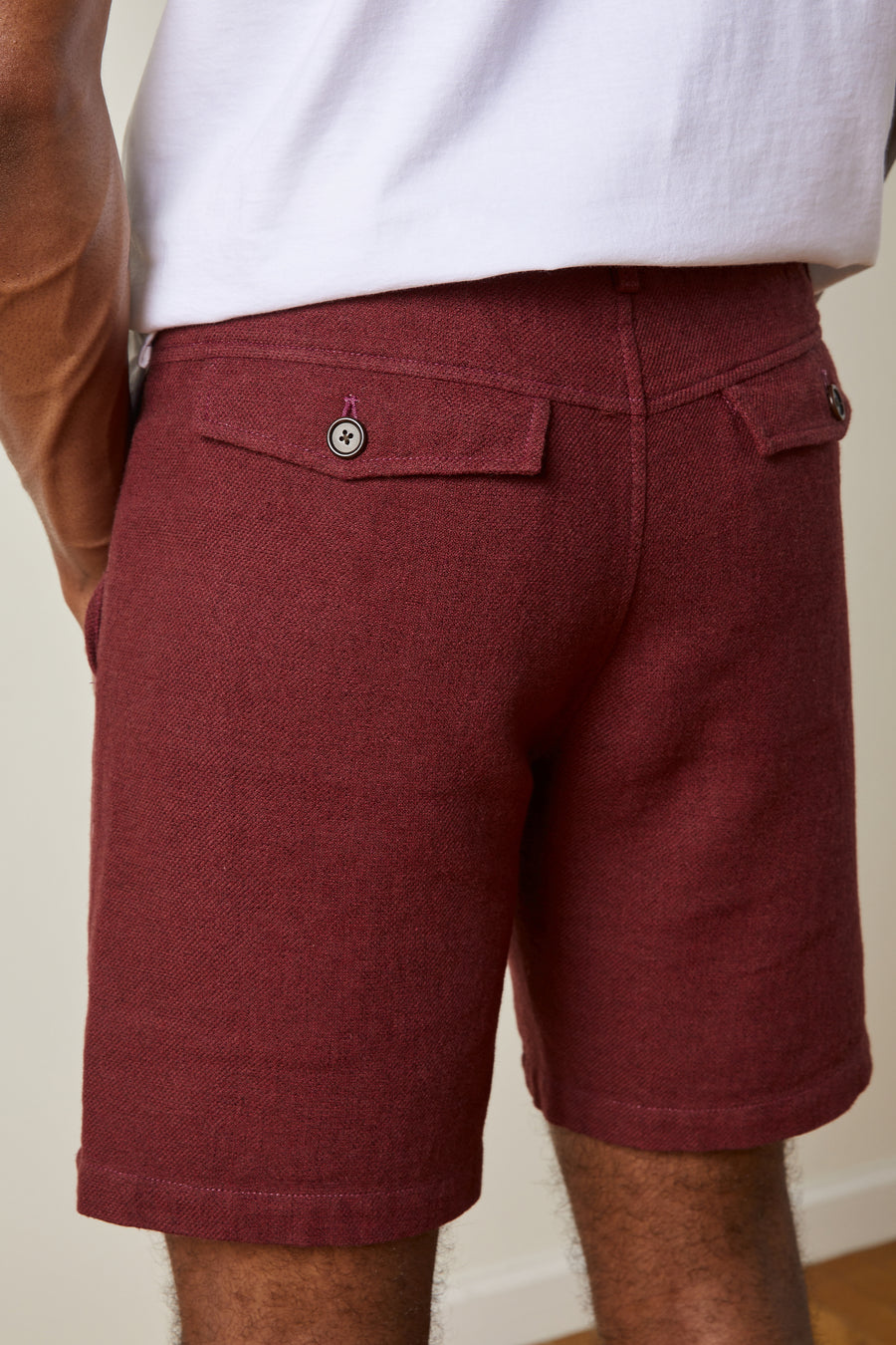 Panelled-Pocket Short — Wool/Hemp/Silk Twill