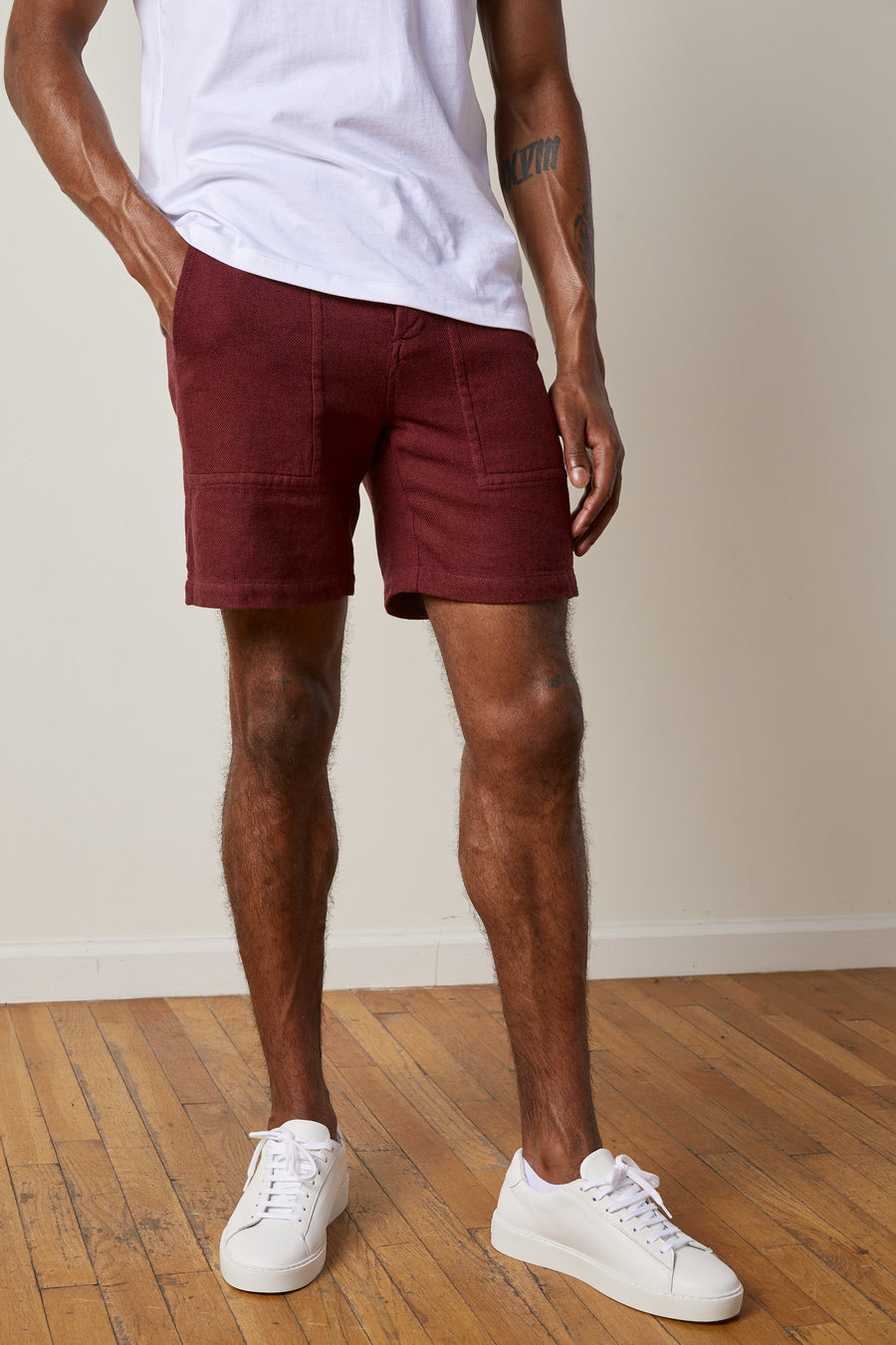 Panelled-Pocket Short — Wool/Hemp/Silk Twill