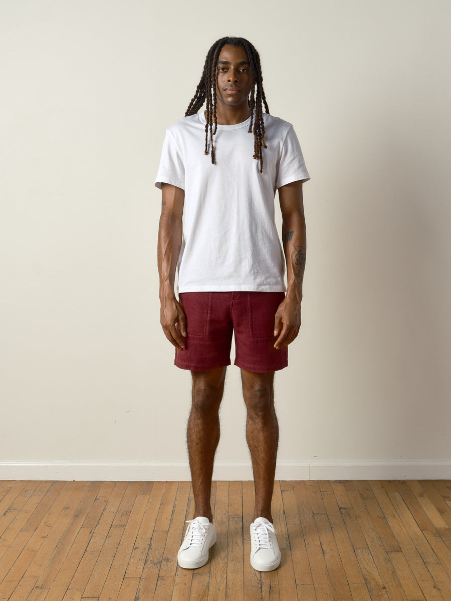 Panelled-Pocket Short — Wool/Hemp/Silk Twill