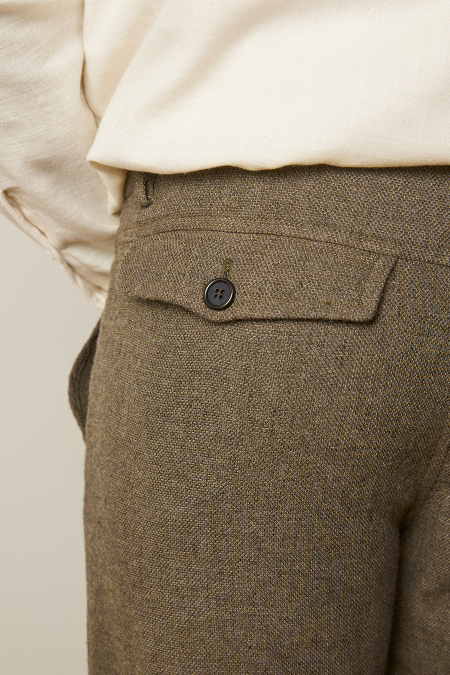 Panelled-Pocket Pant — Wool/Hemp/Silk Twill