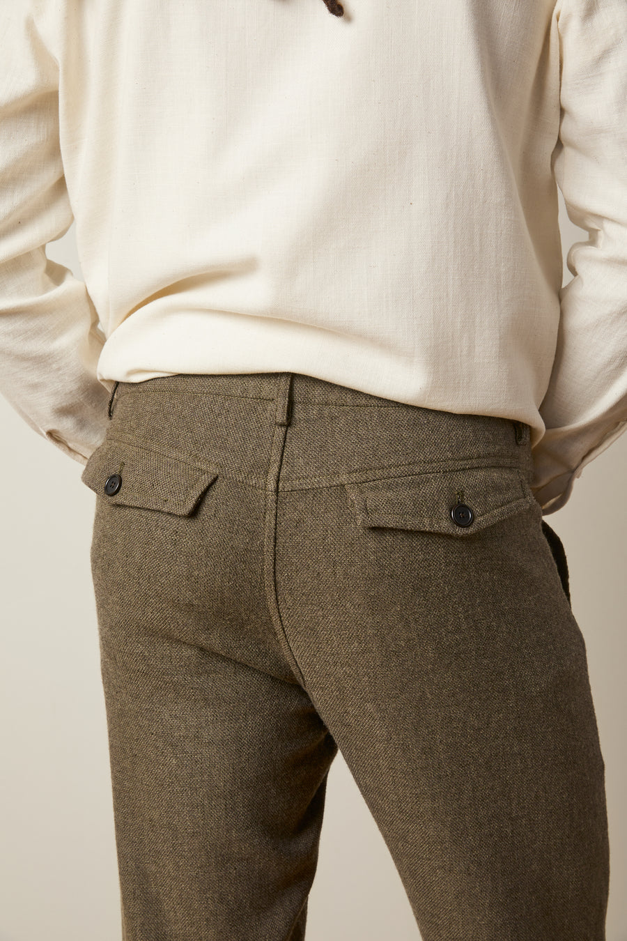 Panelled-Pocket Pant — Wool/Hemp/Silk Twill