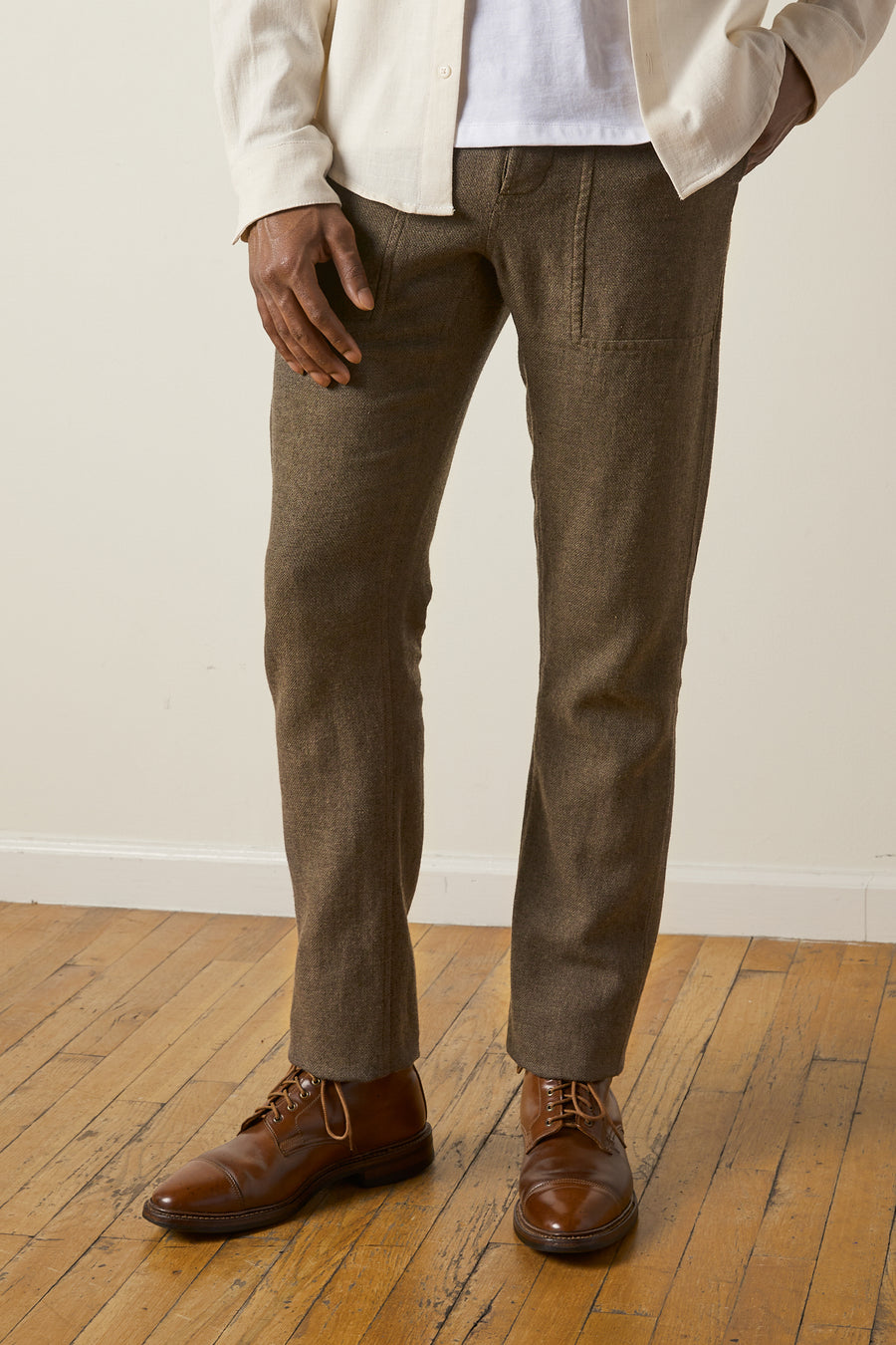 Panelled-Pocket Pant — Wool/Hemp/Silk Twill